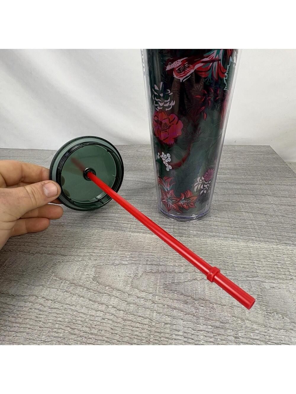 Starbucks Holiday 2022 Poinsettia Silicon Straw Topper Cold Cup Tumbler 24oz - Picture 9 of 10